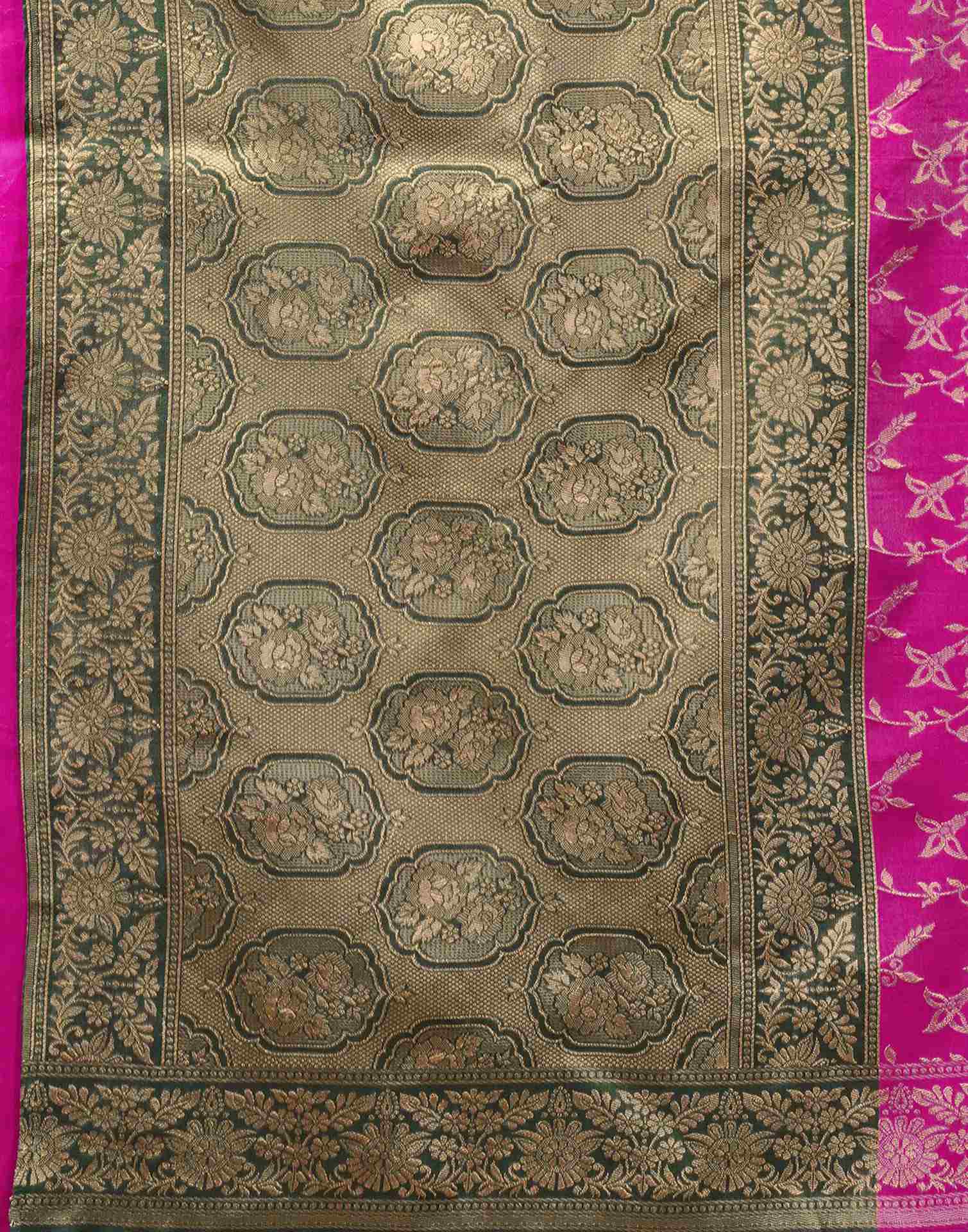 Magenta Silk Woven Banarasi Saree