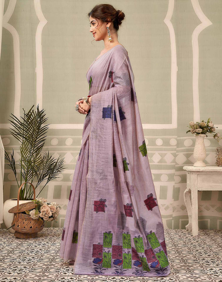 Dusty Lavender Chanderi Woven Saree