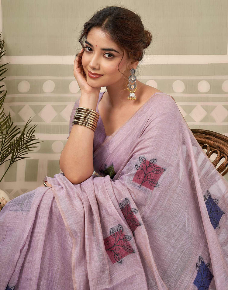 Dusty Lavender Chanderi Woven Saree