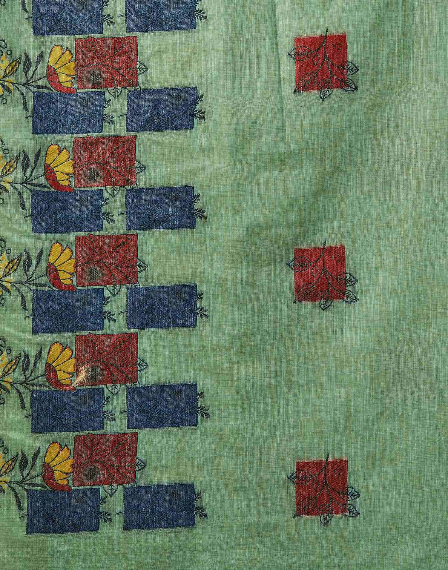 Light Turquoise Chanderi Woven Saree