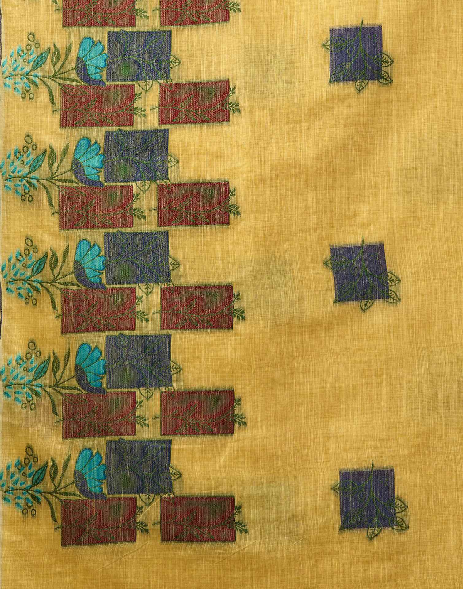 Yellow Chanderi Woven Saree