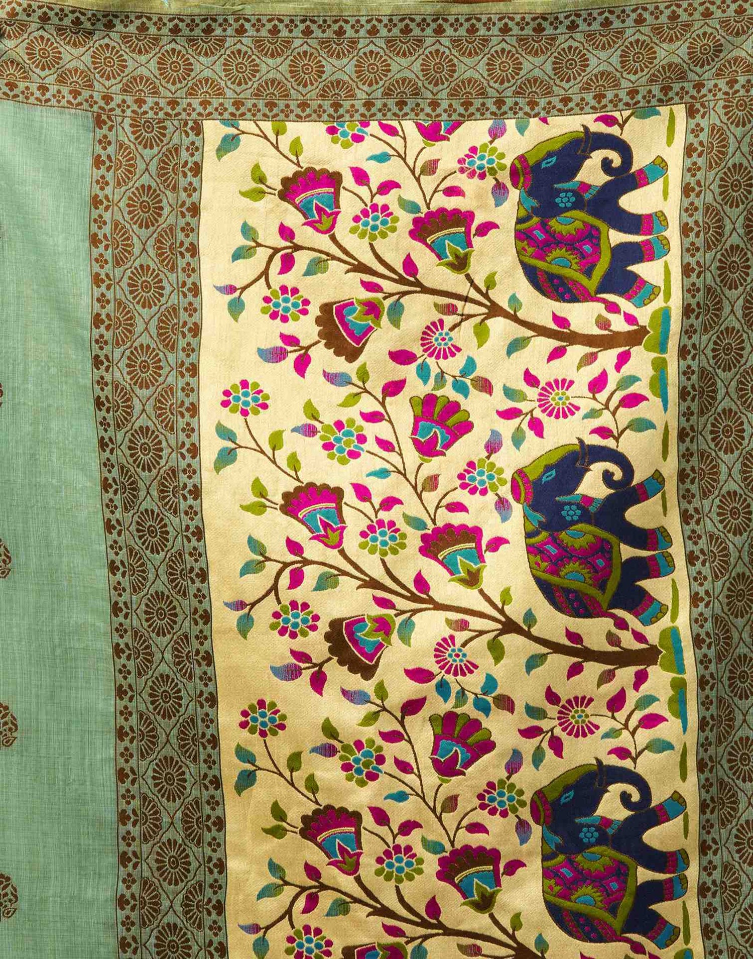 Dusty Mint Green Chanderi Woven Saree