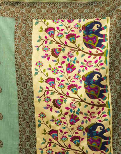 Dusty Mint Green Chanderi Woven Saree