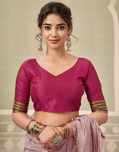 Mauve Chanderi Woven Saree