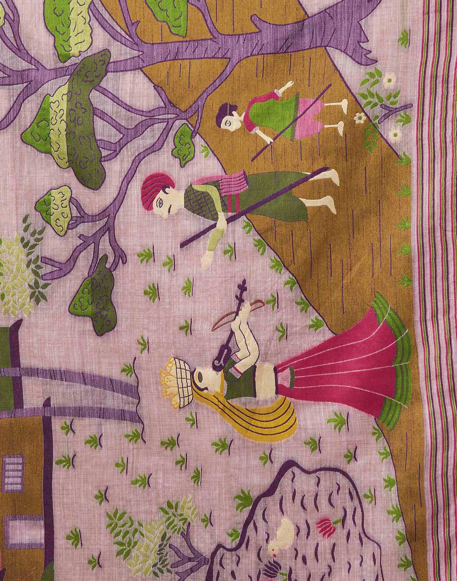 Mauve Chanderi Woven Saree