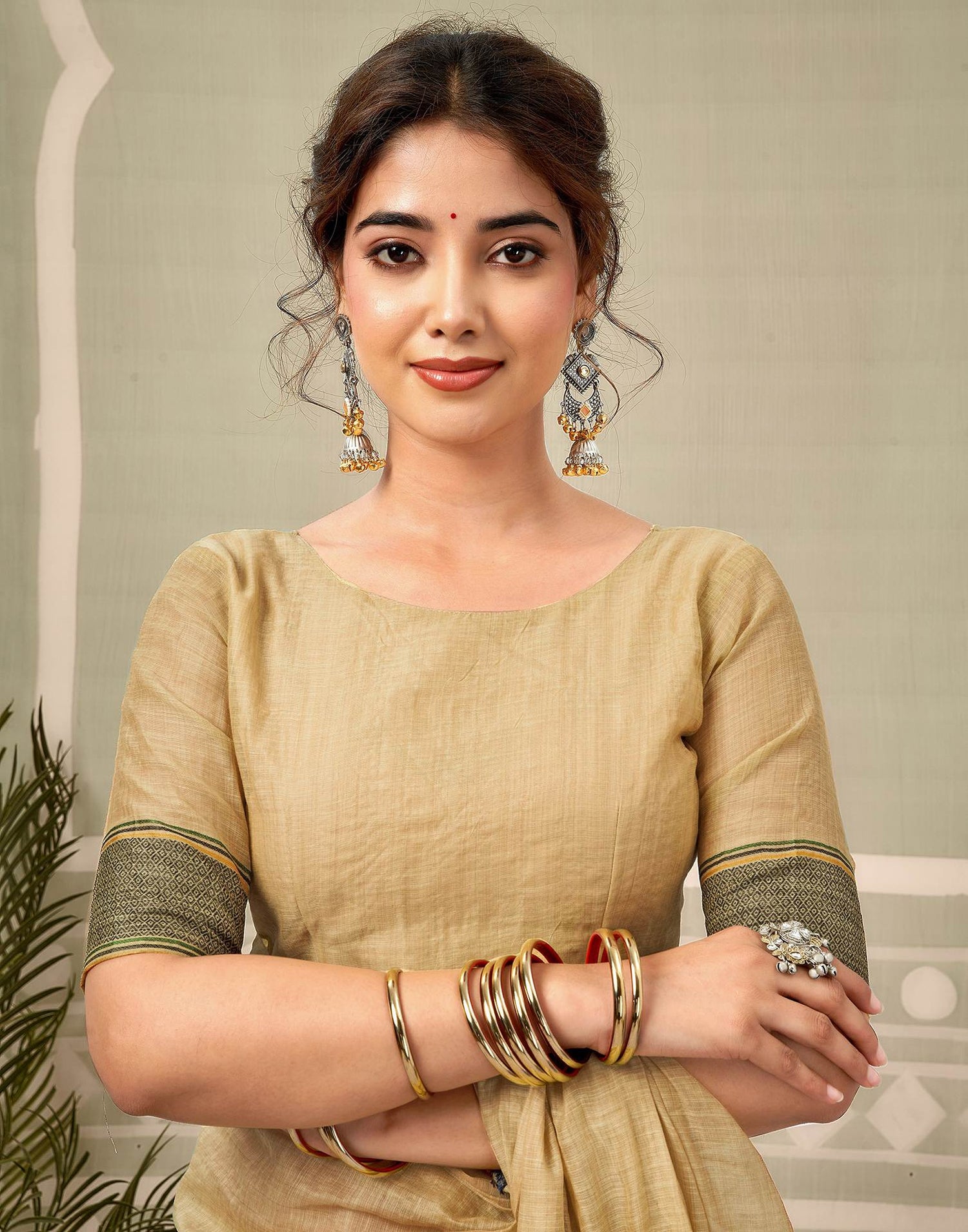 Light Lime Yellow Chanderi Woven Saree