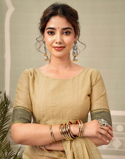Light Lime Yellow Chanderi Woven Saree