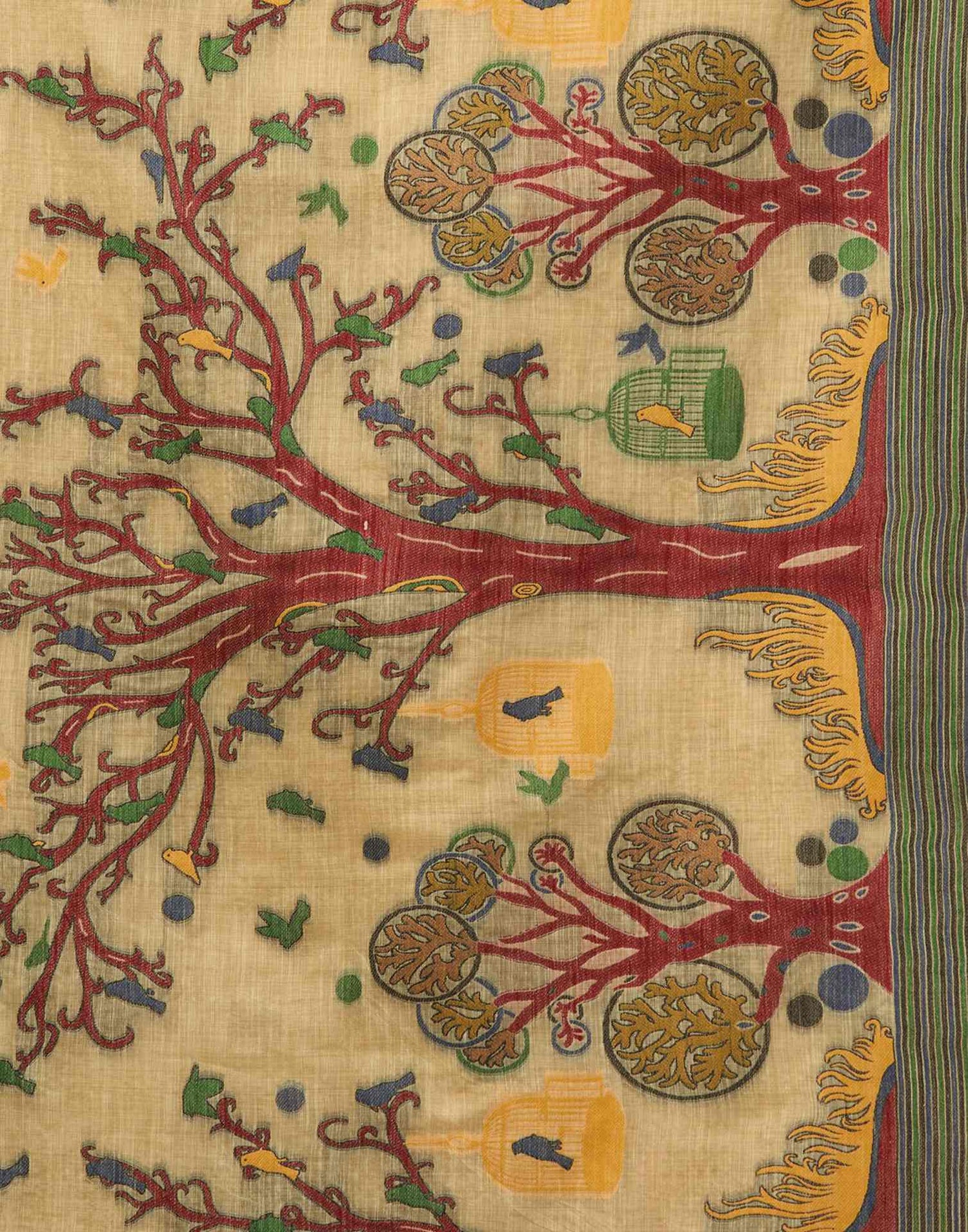 Light Lime Yellow Chanderi Woven Saree