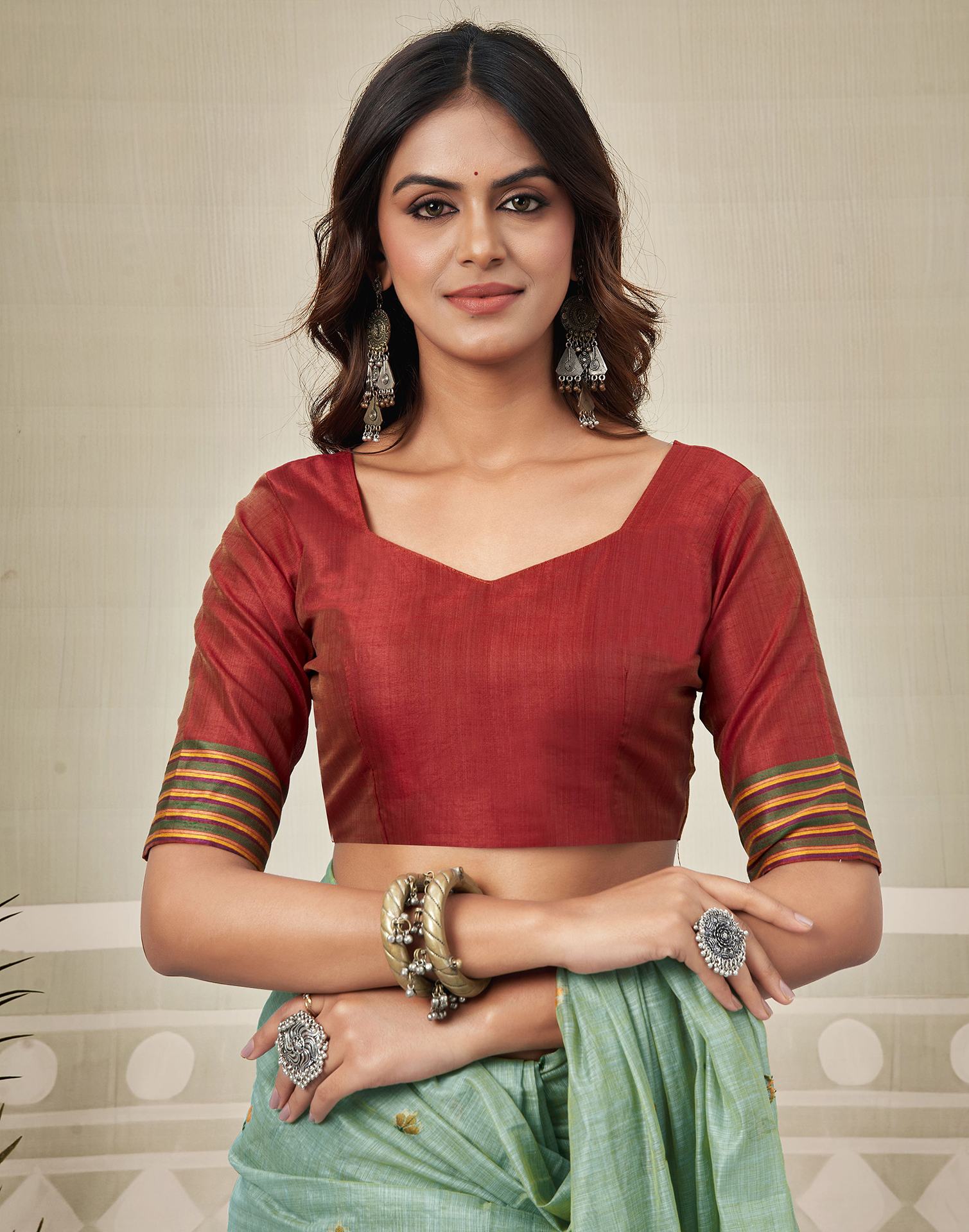 Dusty Mint Blue Chanderi Woven Saree