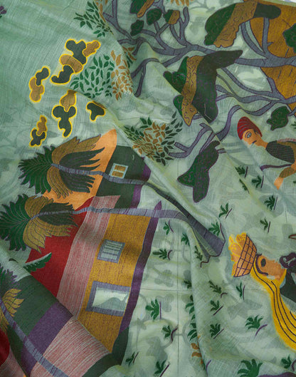 Dusty Mint Blue Chanderi Woven Saree