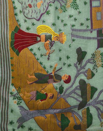 Dusty Mint Blue Chanderi Woven Saree