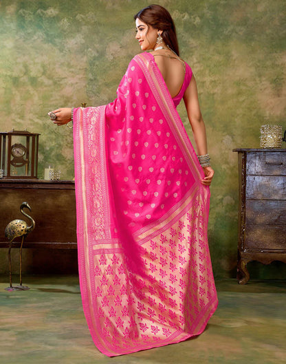 Pink Silk Woven Banarasi Saree