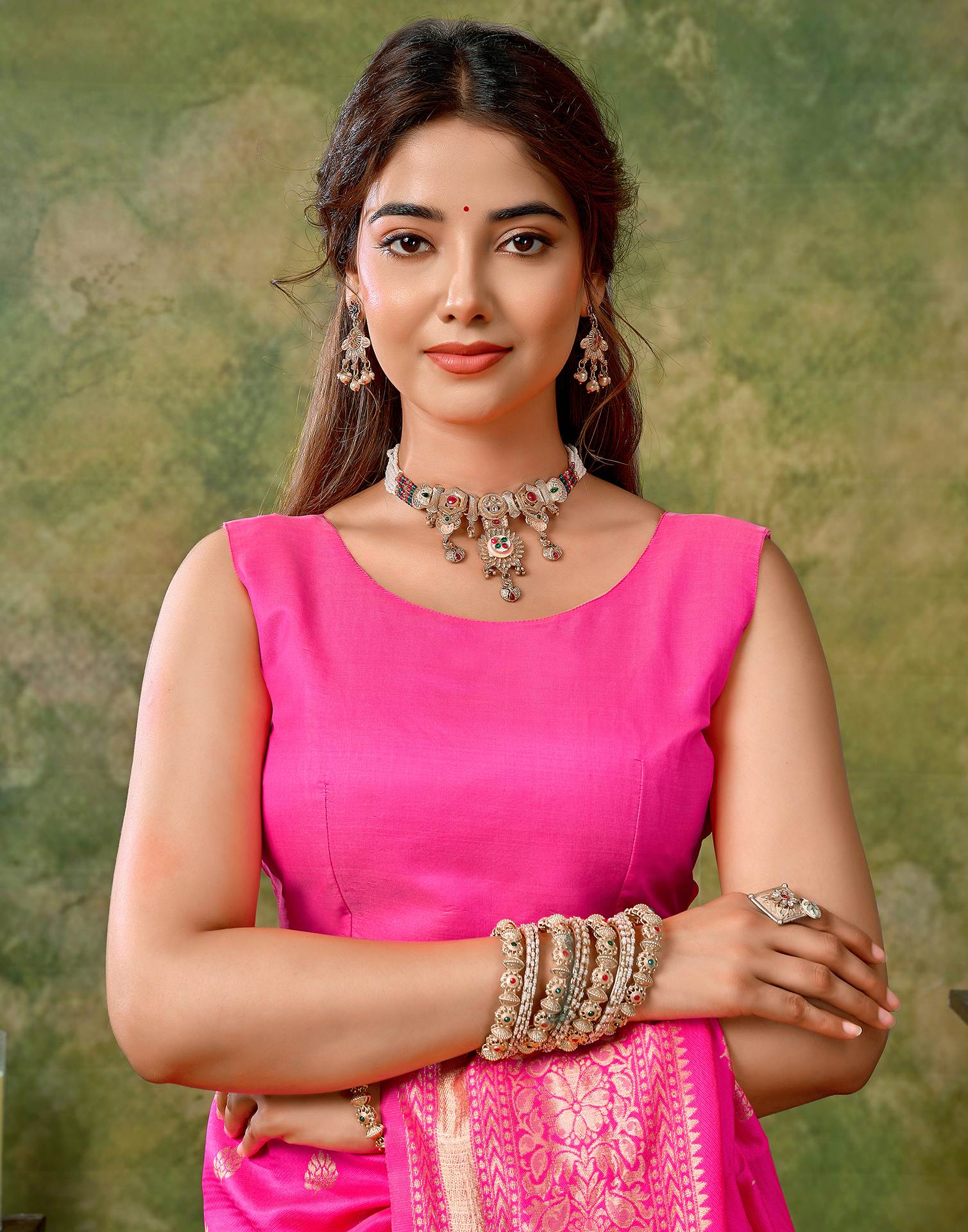 Pink Silk Woven Banarasi Saree