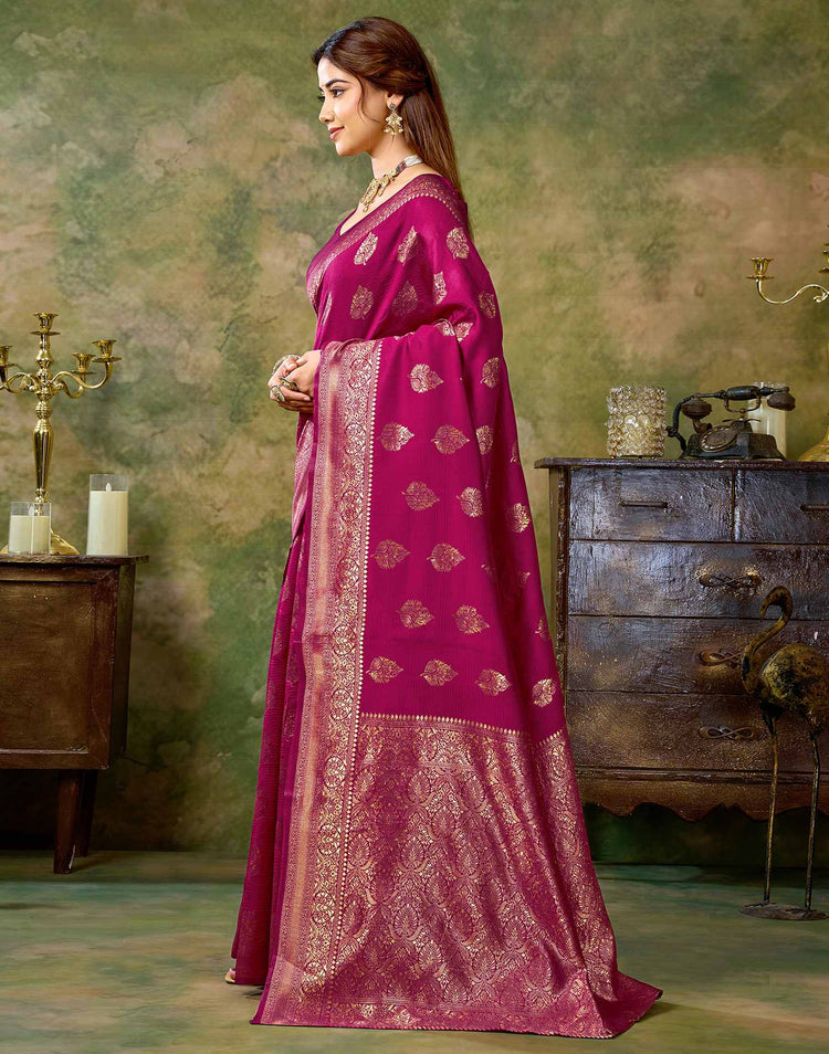 Rani Pink Silk Woven Banarasi Saree