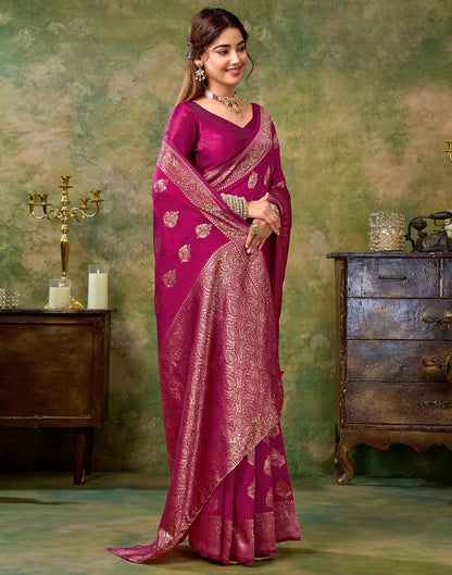 Rani Pink Silk Woven Banarasi Saree