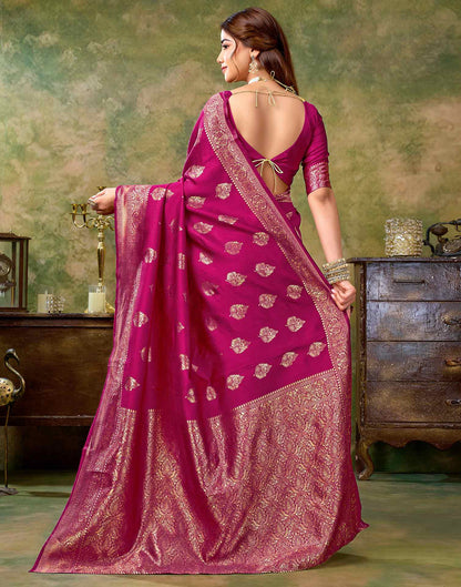 Rani Pink Silk Woven Banarasi Saree