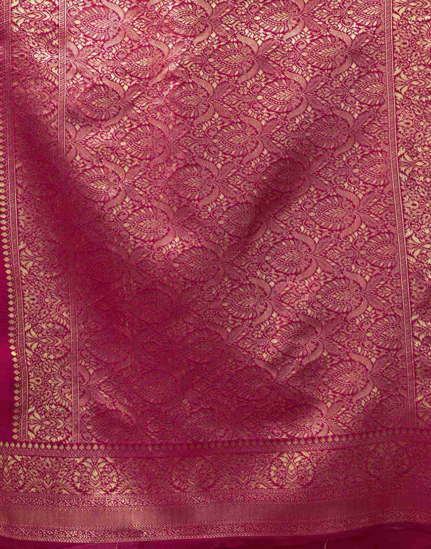 Rani Pink Silk Woven Banarasi Saree