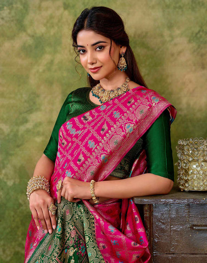 Rani Pink Silk Woven Patola Saree