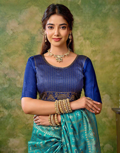 Sky Blue Silk Woven Patola Saree