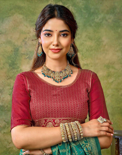 Teal Green Silk Woven Patola Saree
