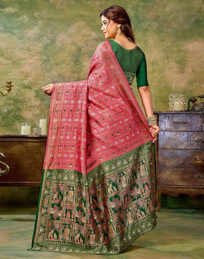 Rose Pink Silk Woven Patola Saree