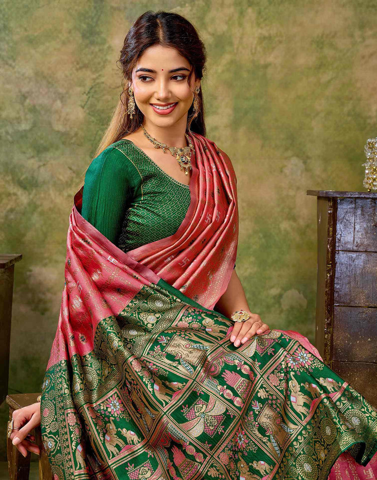 Rose Pink Silk Woven Patola Saree
