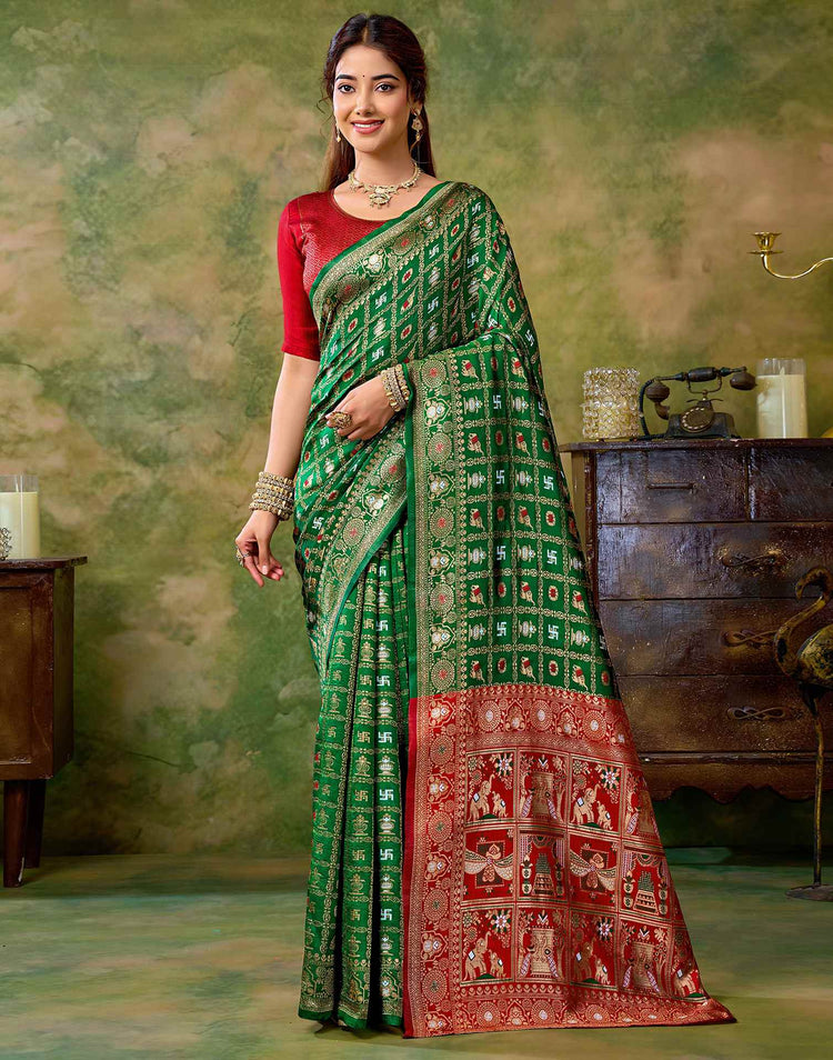 Dark Green Silk Woven Patola Saree