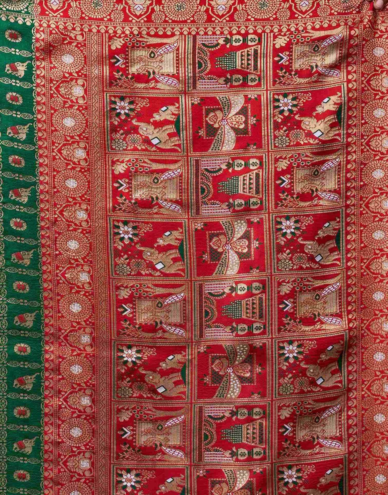 Dark Green Silk Woven Patola Saree