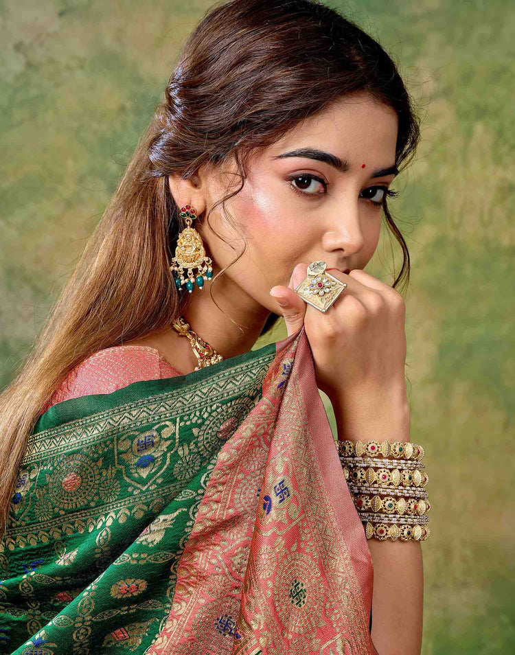 Dark Green Silk Woven Patola Saree