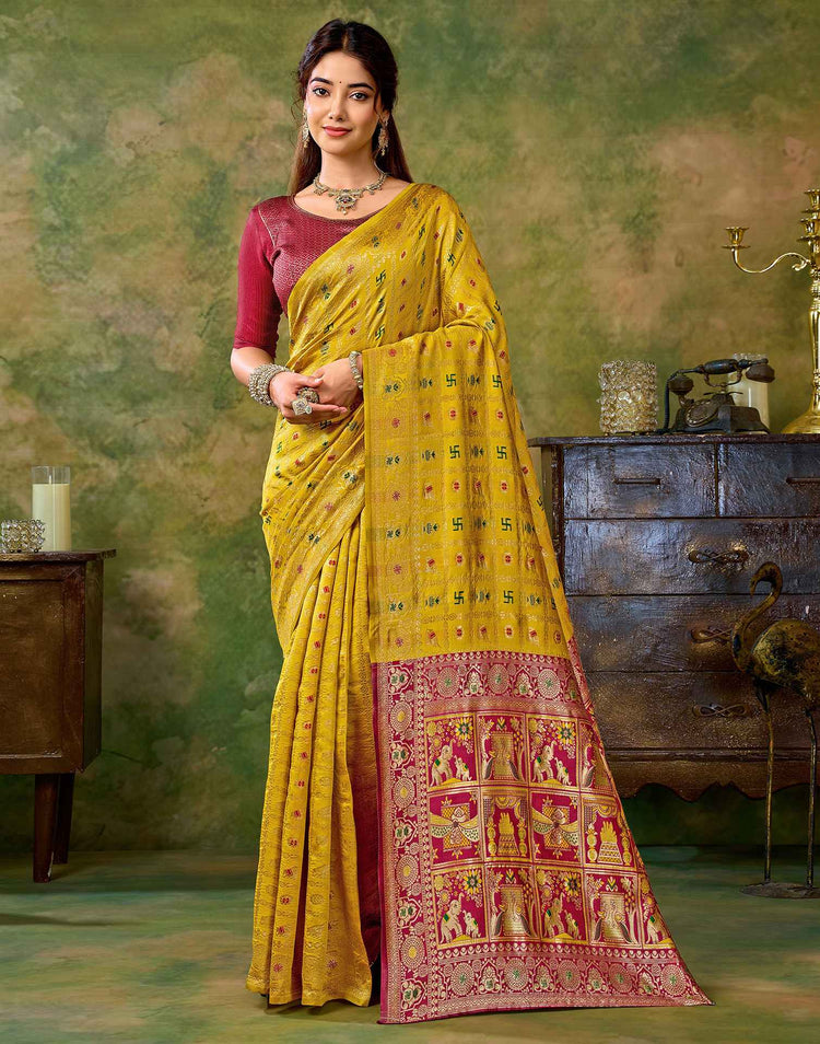 Yellow Silk Woven Patola Saree