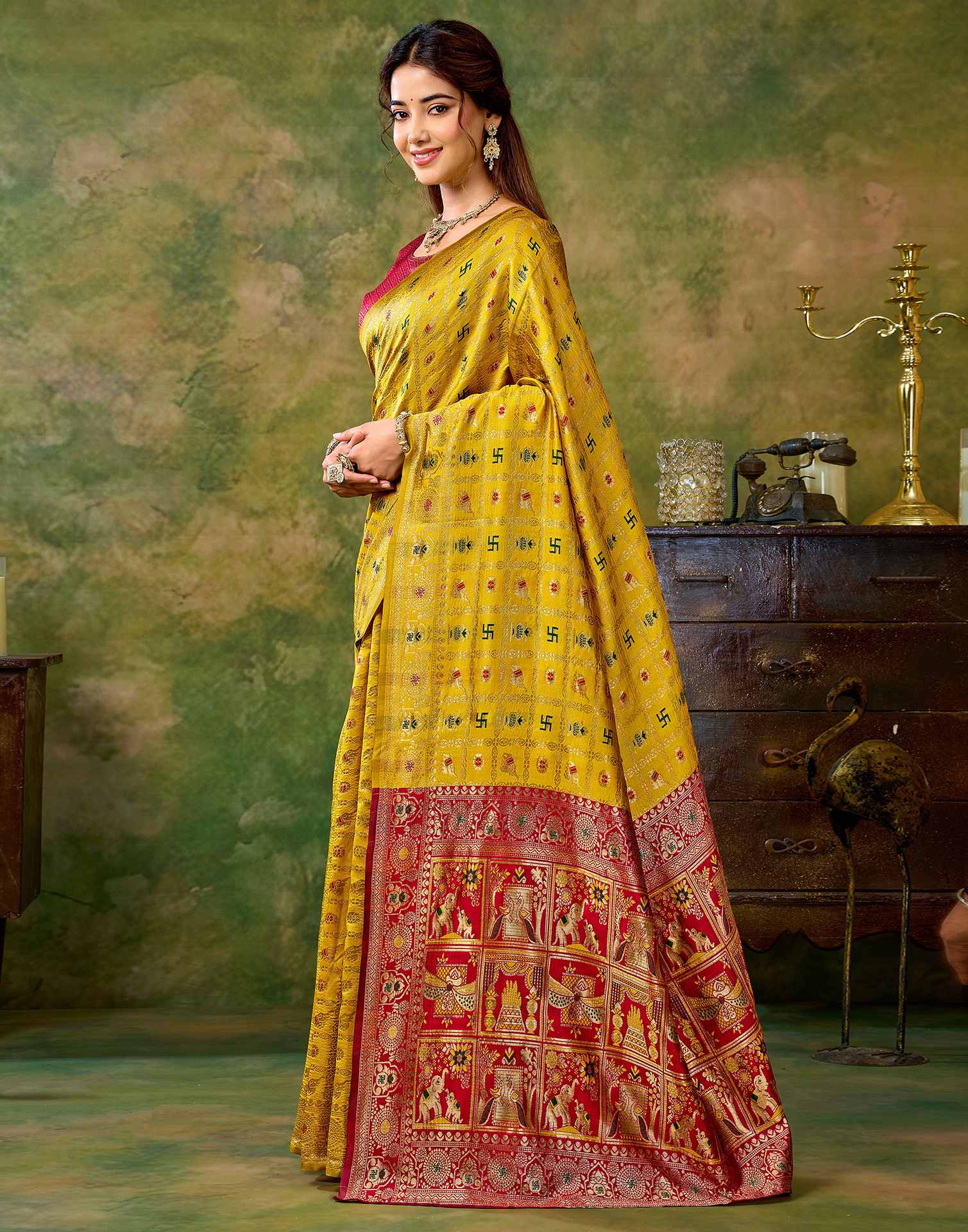Yellow Silk Woven Patola Saree