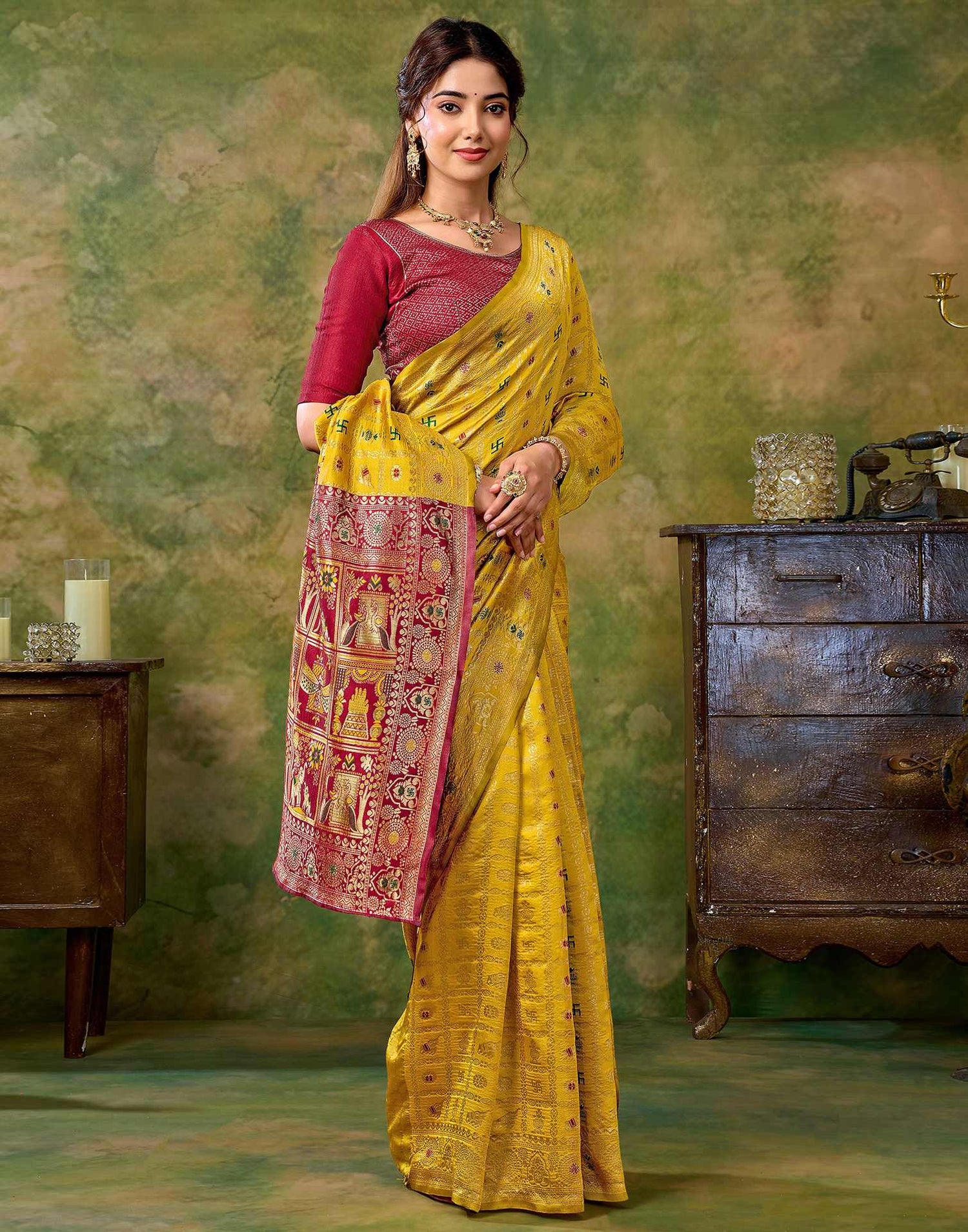 Yellow Silk Woven Patola Saree