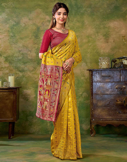 Yellow Silk Woven Patola Saree