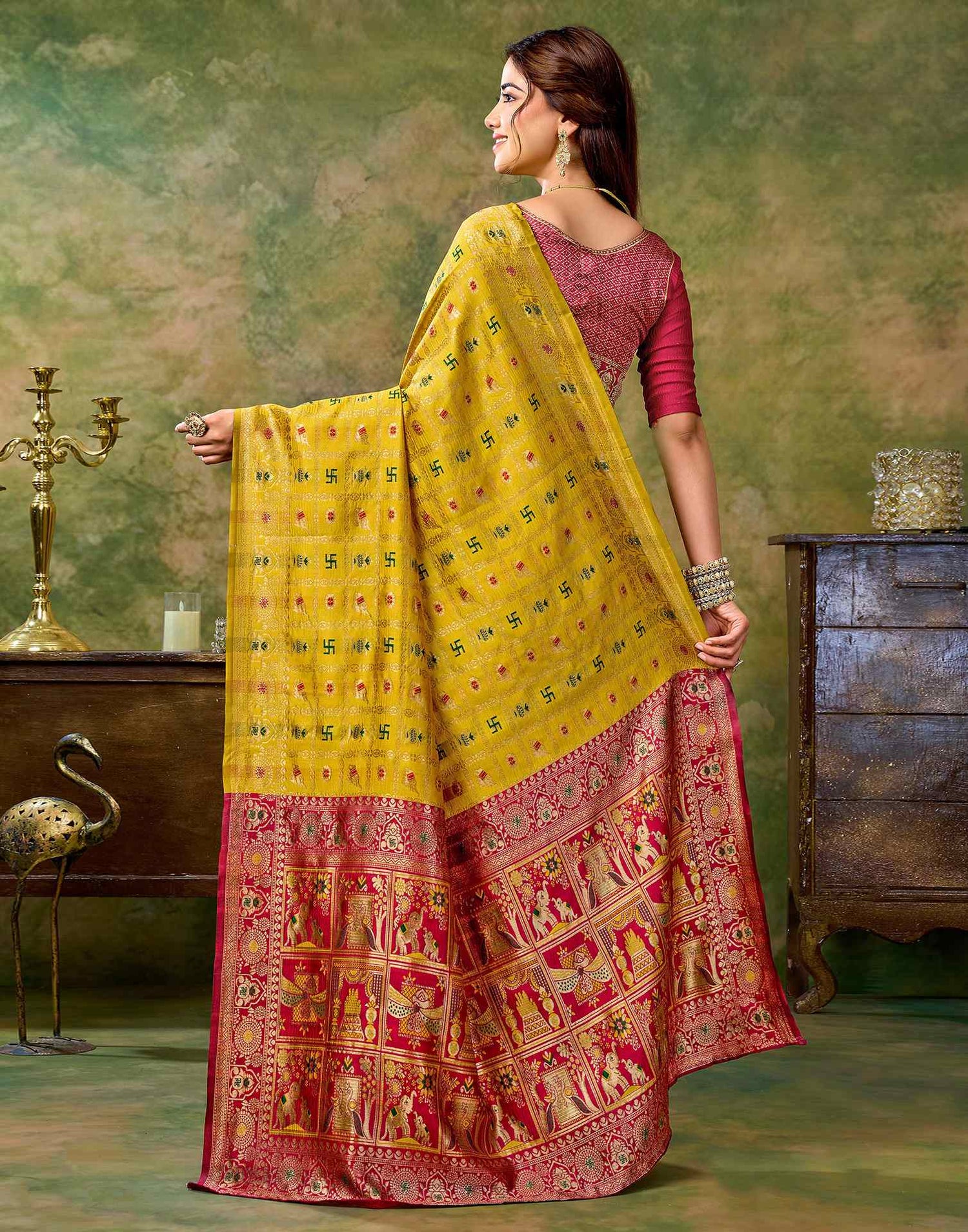 Yellow Silk Woven Patola Saree