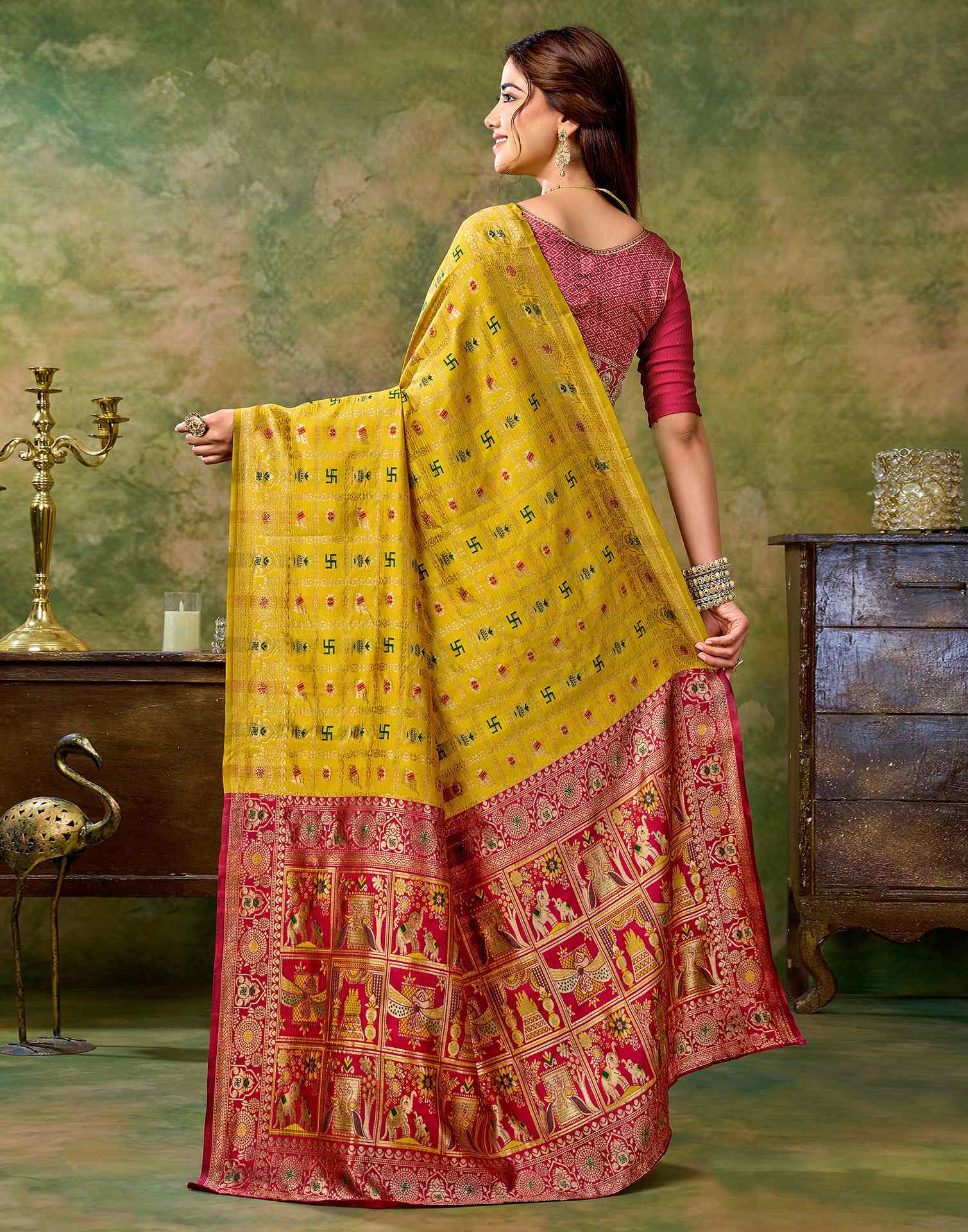 Yellow Silk Woven Patola Saree