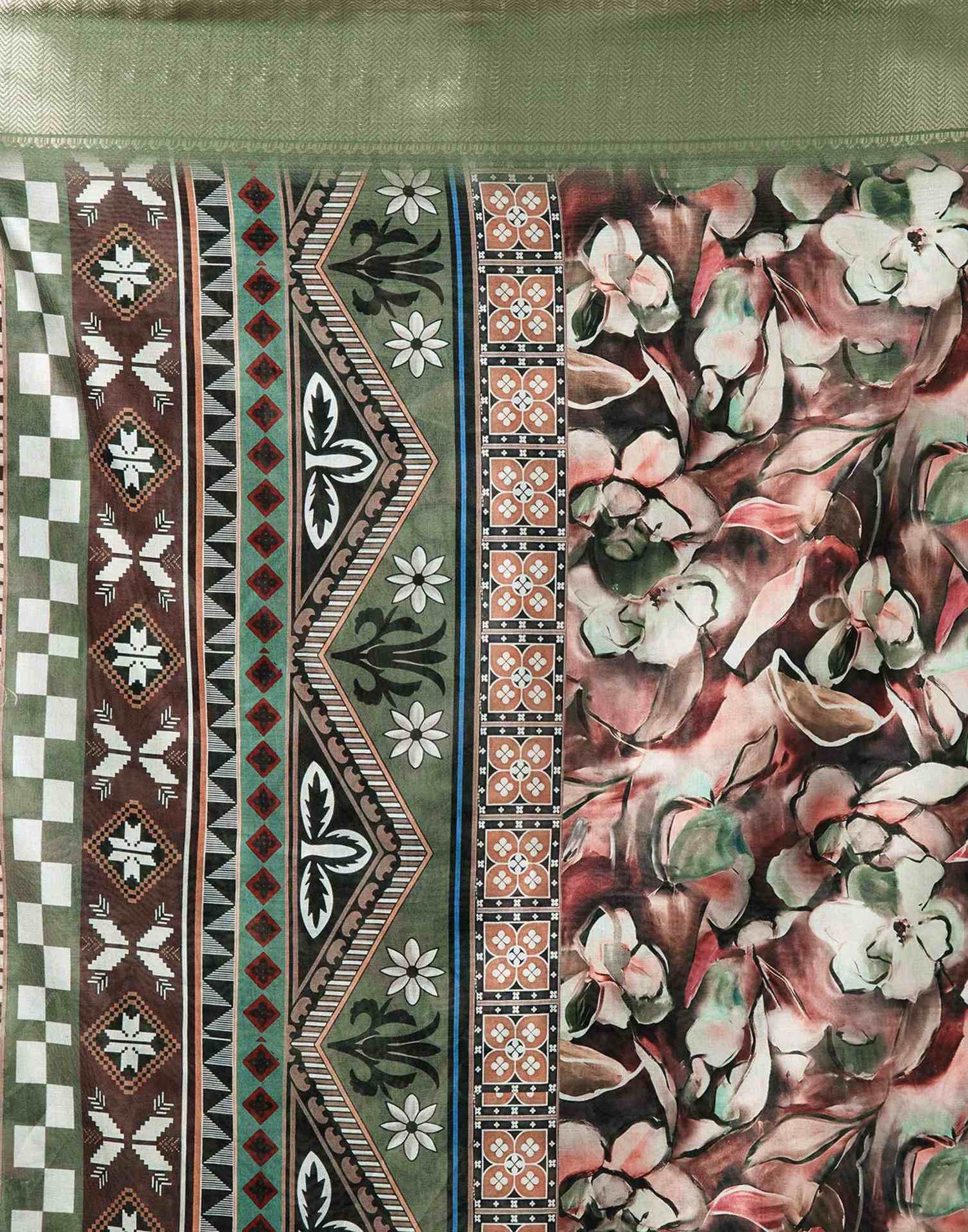 Multicoloured Silk Floral Printed Saree