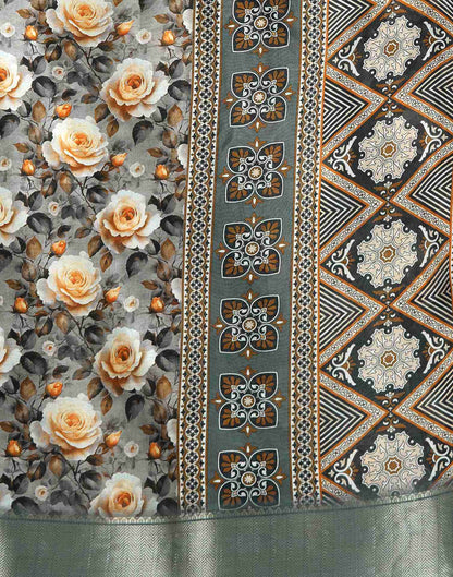 Multicoloured Silk Floral Printed Saree