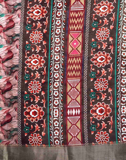 Multicoloured Silk Floral Printed Saree