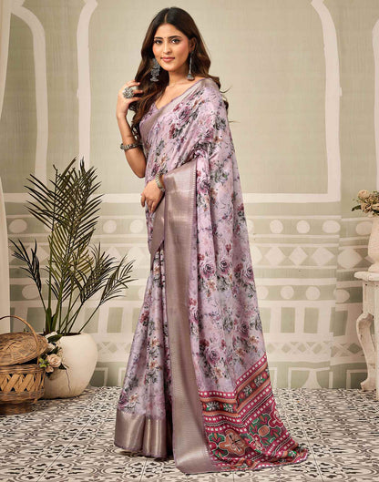 Multicoloured Silk Floral Printed Saree