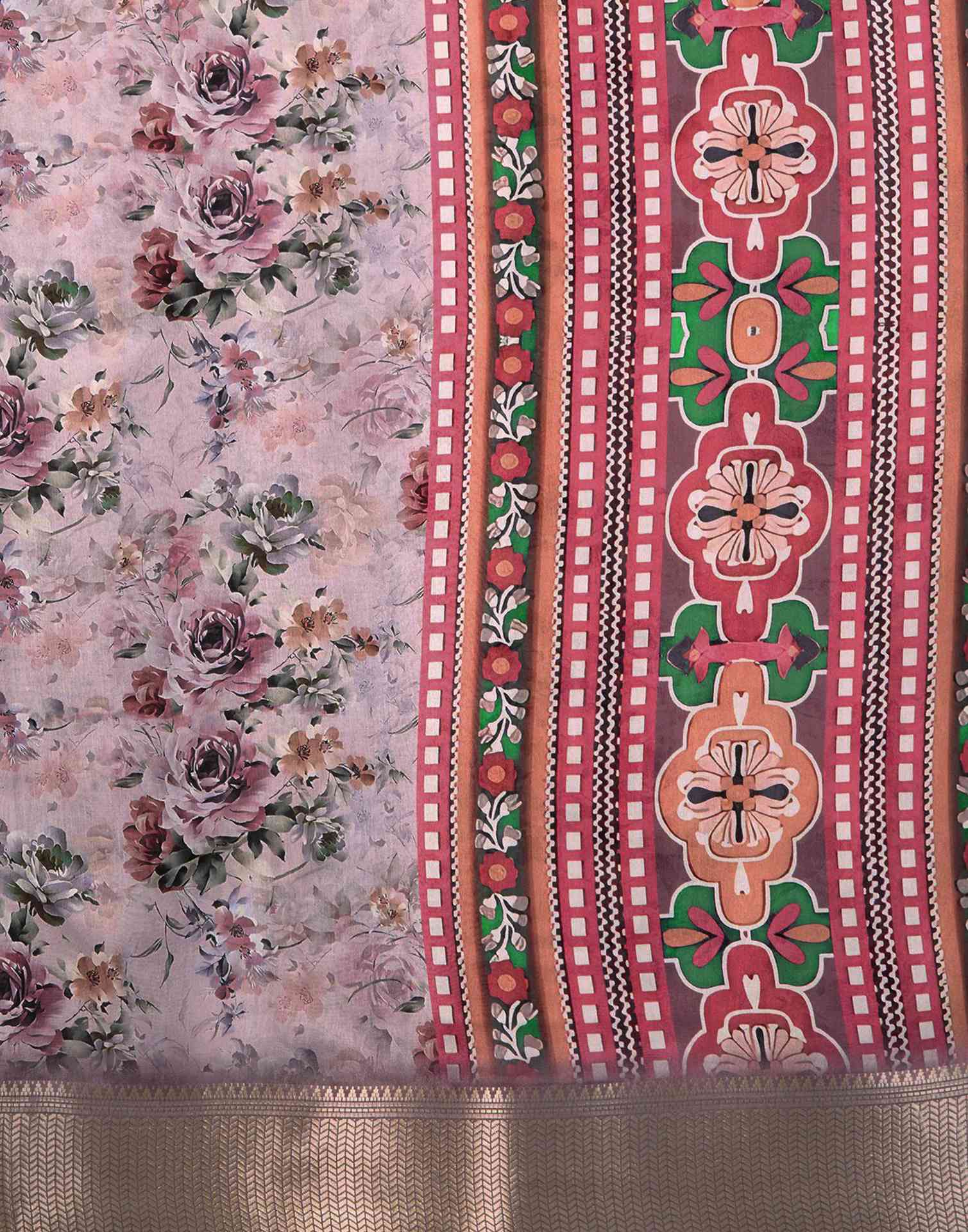Multicoloured Silk Floral Printed Saree