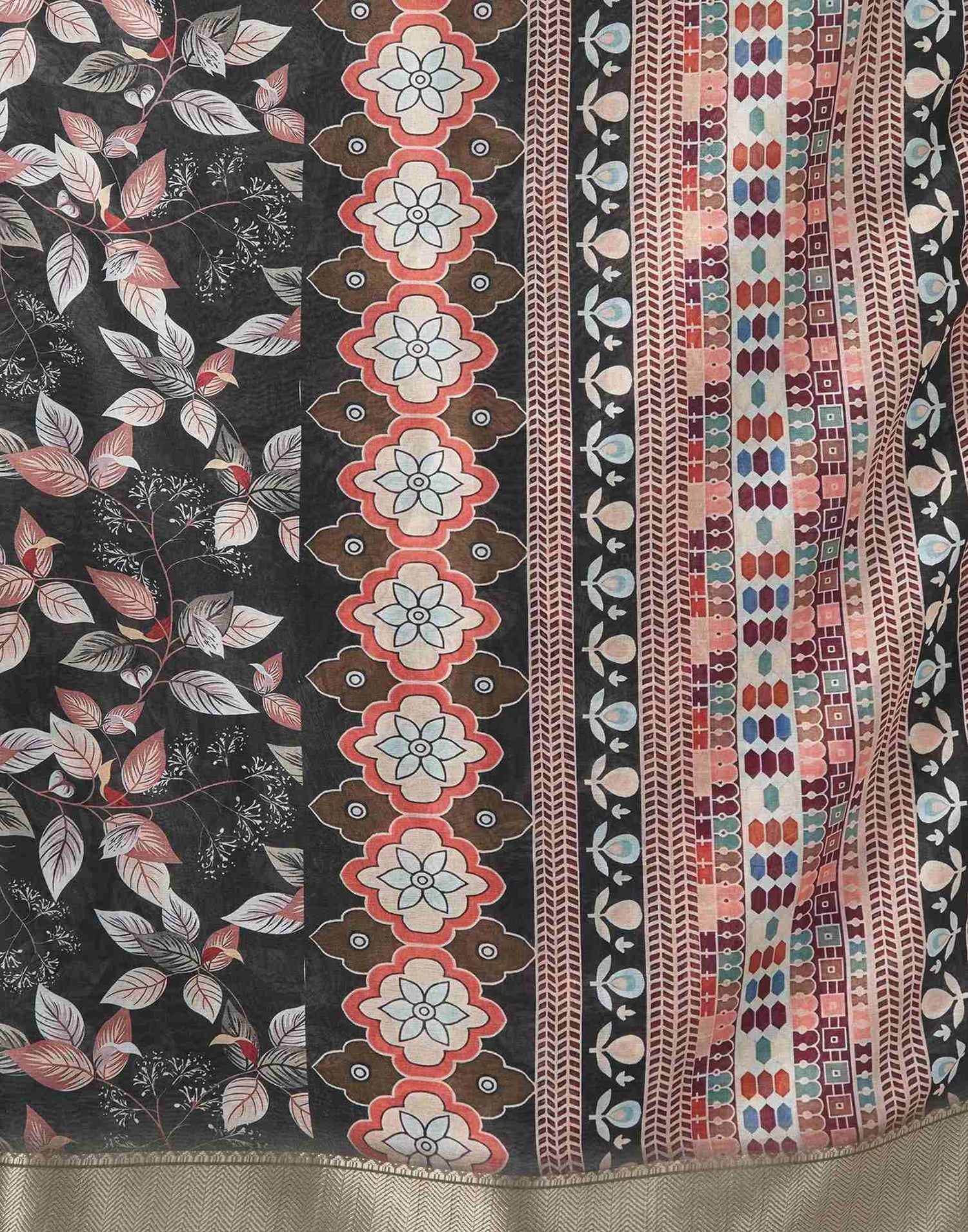 Multicoloured Silk Floral Printed Saree