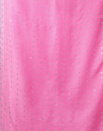 Pink Georgette Woven Saree