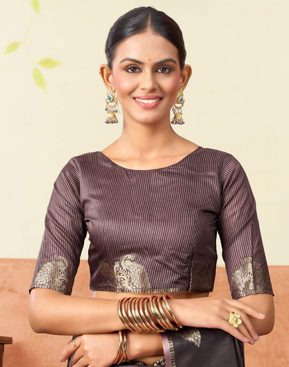 Dark Mauve Silk Woven Banarasi Saree