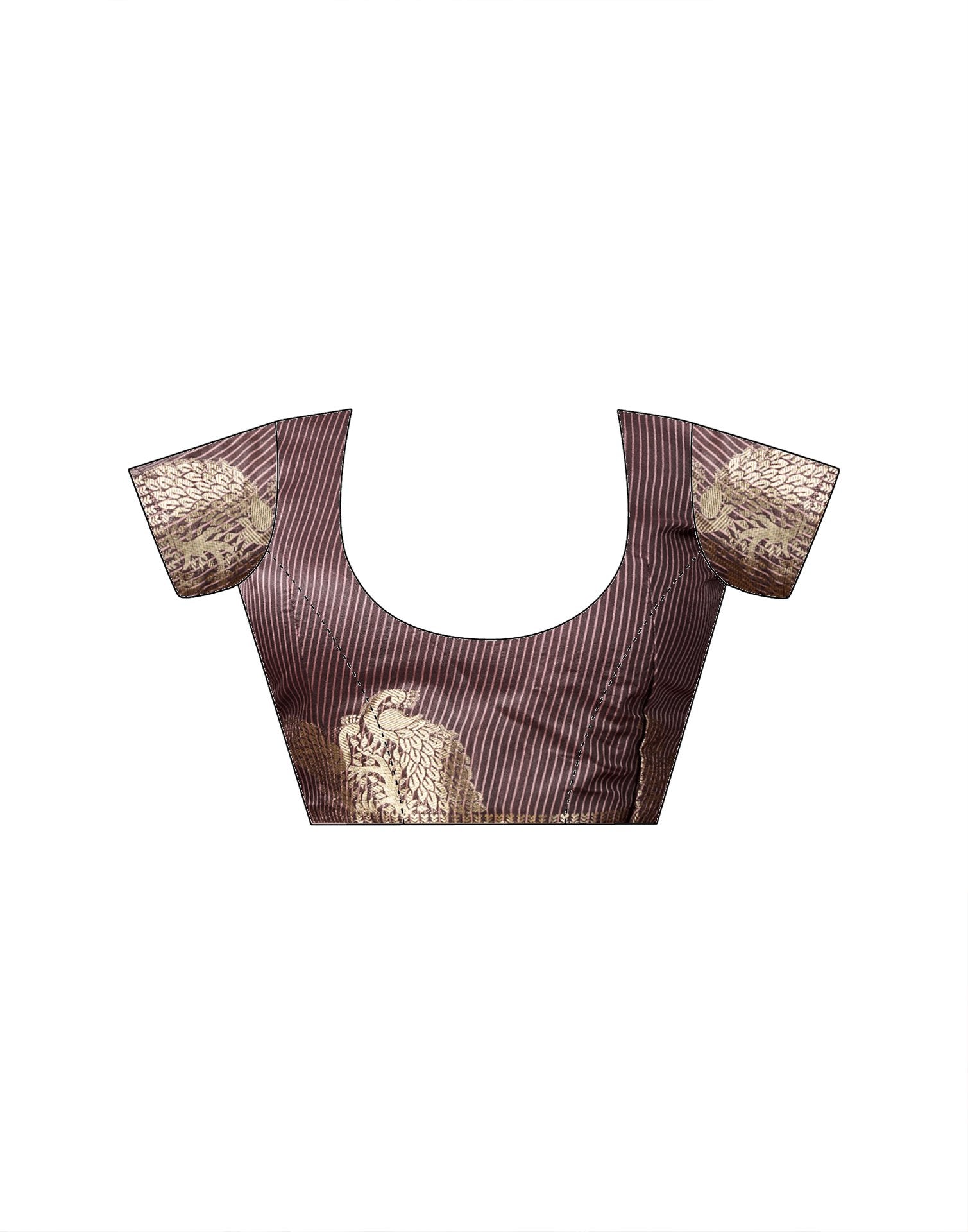 Dark Mauve Silk Woven Banarasi Saree