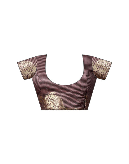 Dark Mauve Silk Woven Banarasi Saree