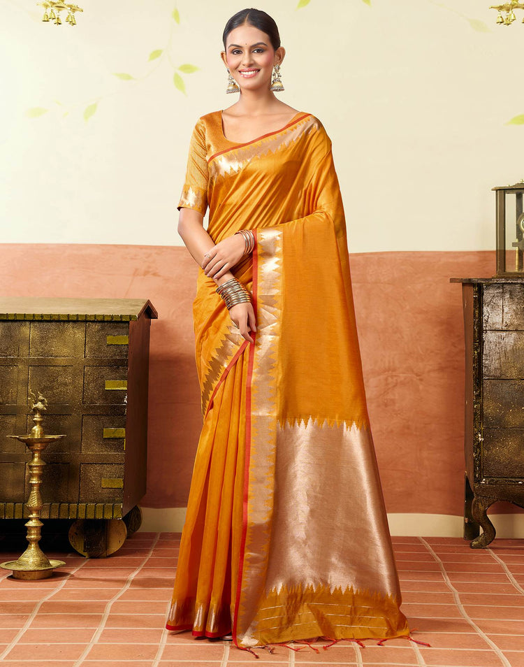 Turmeric Yellow Silk Woven Kanjivaram Saree