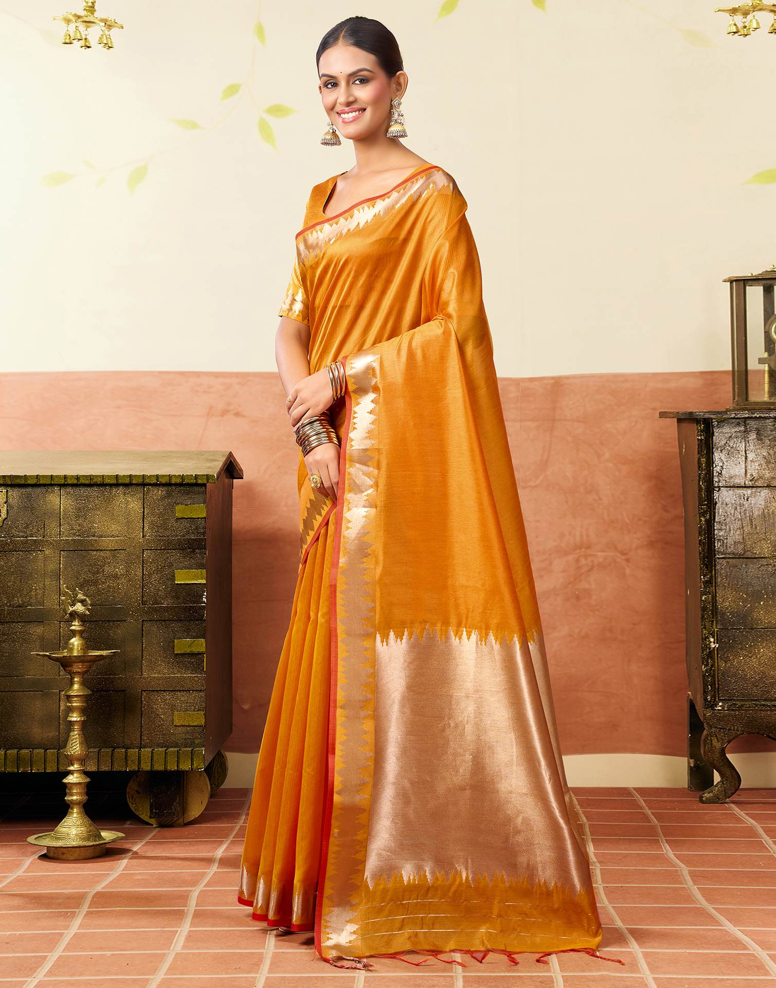 Turmeric Yellow Silk Woven Kanjivaram Saree