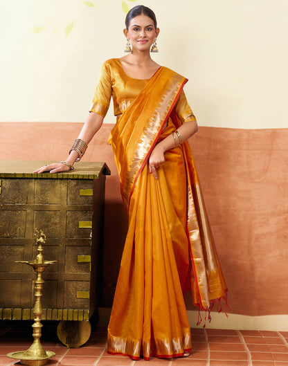 Turmeric Yellow Silk Woven Kanjivaram Saree