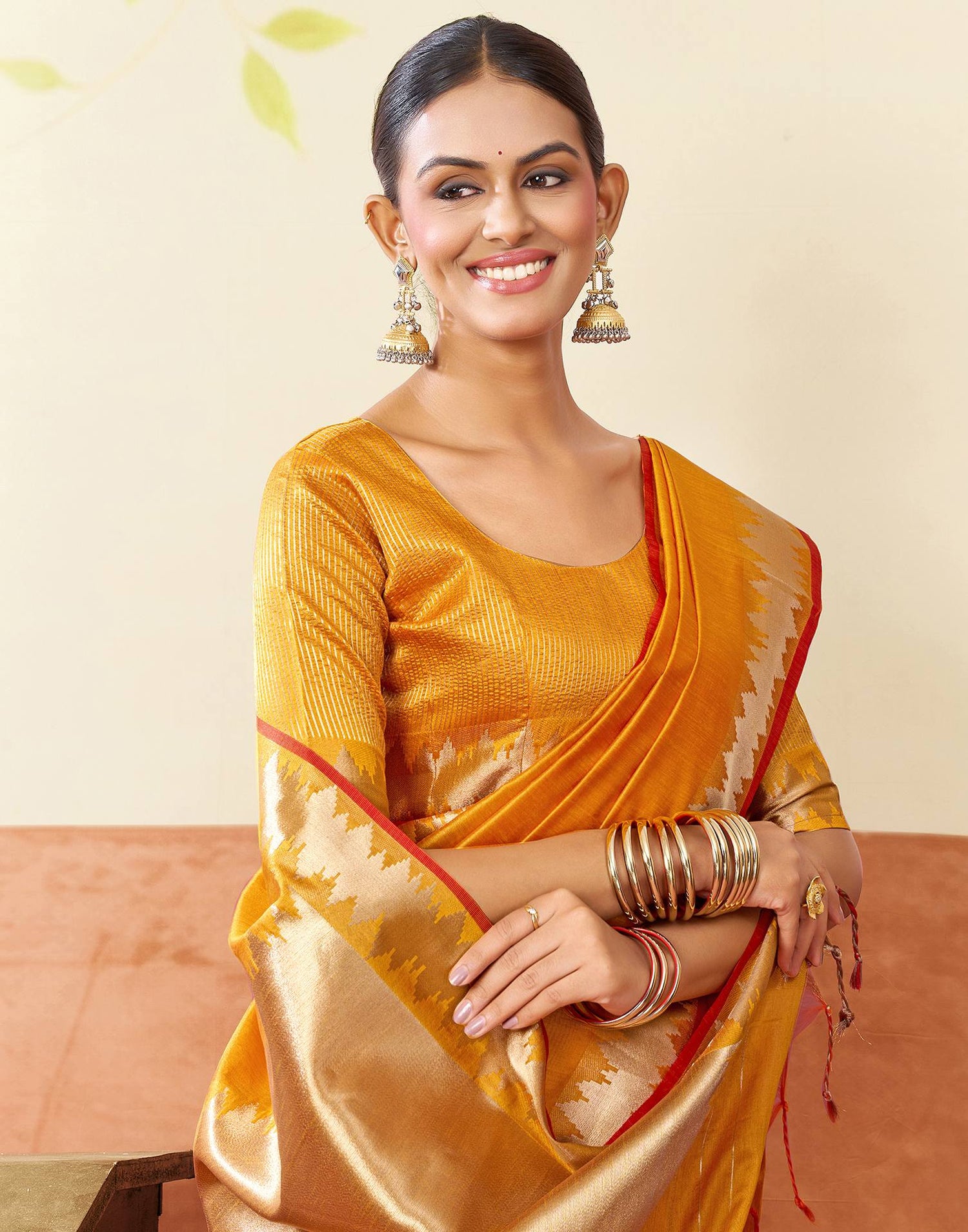Turmeric Yellow Silk Woven Kanjivaram Saree