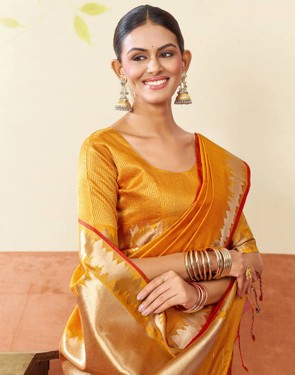 Turmeric Yellow Silk Woven Kanjivaram Saree